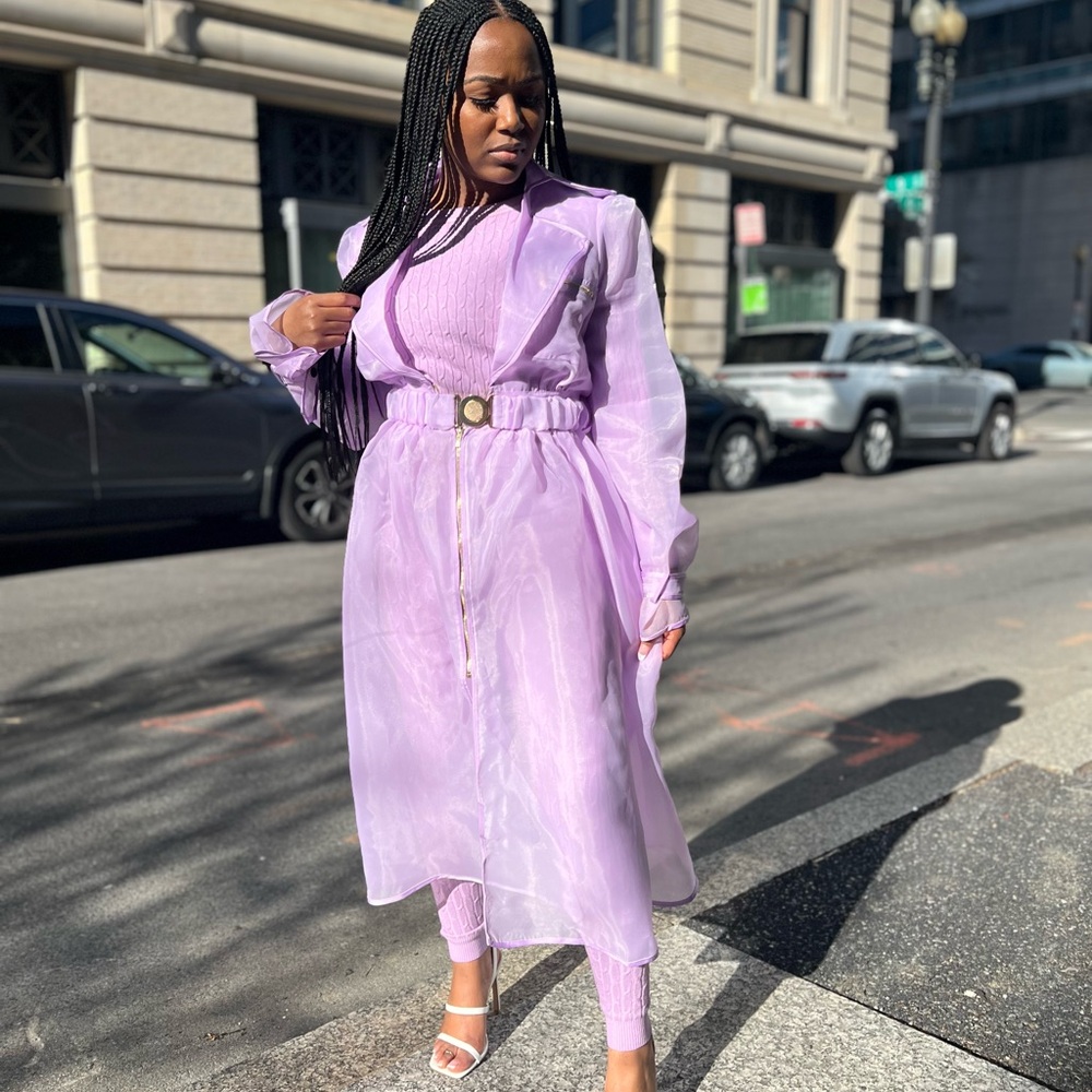 I’m So Worth It Lavender Sheer Trench Jacket